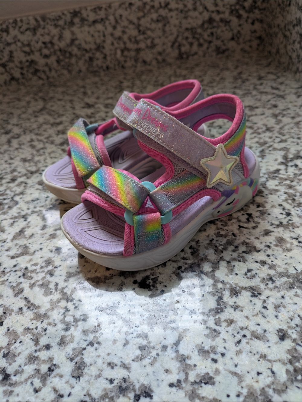 Skechers Kids' Pink Rainbow Star Sandals